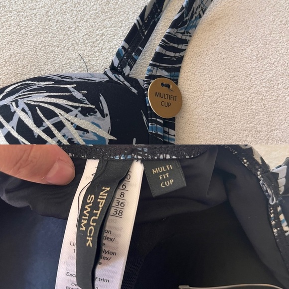 NWOT Nip/Tuck Palm Foil Twist Print One-Piece Tummy Control Multi-Cup Swimsuit - Picture 7 of 12